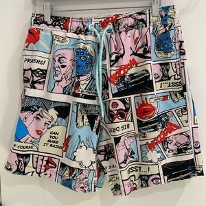 Oh Snap By Drill Clothing Co Swim Trunks Shorts Men's Comic Print |Size Large